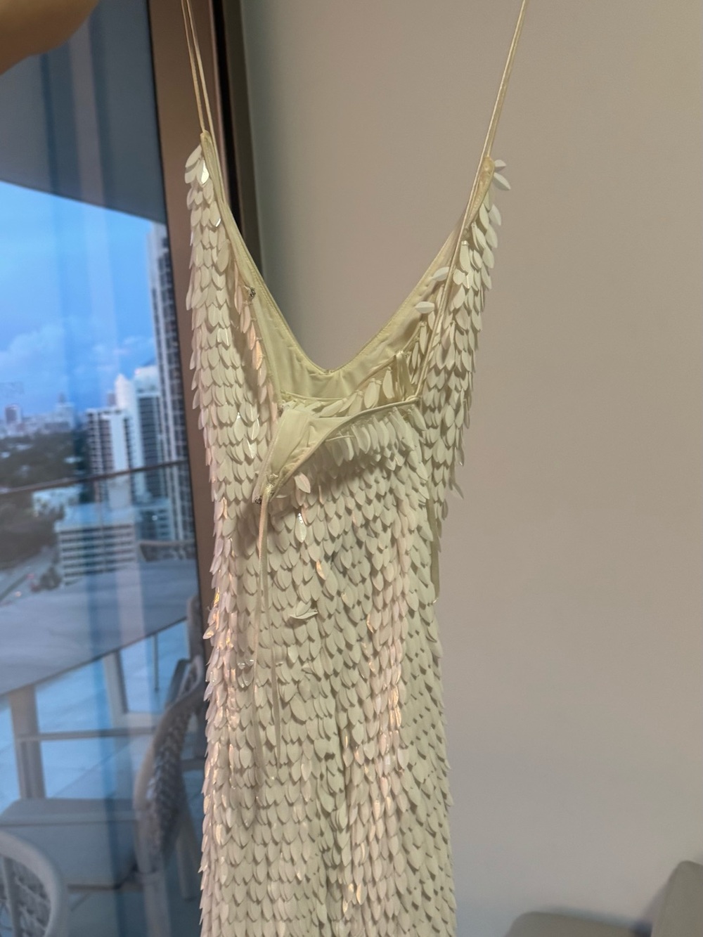 Retrofete Ivory Sequin-Embellished Mini Dress
